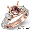Three 3 Stone Round Diamond Engagement Ring Setting 18k Rose Gold Semi Mount 2.64Ct - javda.com 
