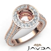 2.1Ct Diamond Engagement Round Semi Mount Halo Pave Setting Ring 18k Rose Gold - javda.com 