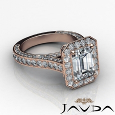 Halo Micro Pave Bridge Accent diamond Ring 14k Rose Gold