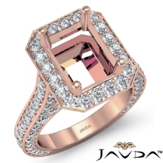 Diamond Engagement Halo Setting Ring Emerald Semi Mount 14k Rose Gold  (2.1Ct. tw.)