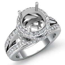 1.3Ctw Diamond Engagement Halo Ring Round Semi Mount 14K White Gold
