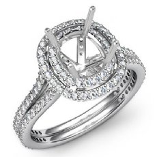 1.55Ct Diamond Engagement Ring 14K White Gold Halo Setting Cushion Cut SemiMount