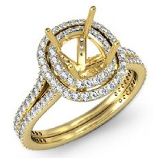 Diamond Engagement Ring 14k Gold Yellow Halo Setting Cushion Cut SemiMount (1.55Ct. tw.)