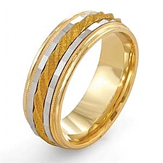 14k Two Tone Gold Wedding Band Ring Comfort Fit 7mm