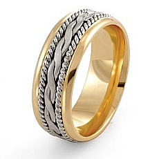 14k Two Tone Gold Wedding Band Ring w/ Rope Design 7mm
