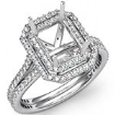 1.6Ct Halo Setting Diamond Engagement Emerald Cut Semi Mount Ring 14K White Gold