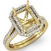 1.6Ct Halo Setting Diamond Engagement Emerald Cut Semi Mount Ring Gold Y14k