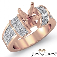Diamond Engagement Ring 14k Rose Gold Princess Semi Mount (1.96Ct. tw.)