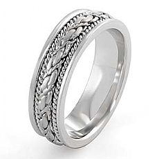 14k White Gold Wedding Band Ring Comfort Fit 6.6mm