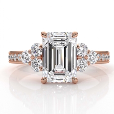 Three Stone Pave Sidestone diamond Ring 14k Rose Gold