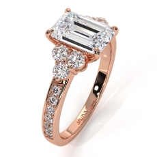Three Stone Pave Sidestone diamond Ring 14k Rose Gold