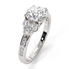 Three Stone Pave Sidestone diamond Ring Platinum 950