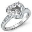 1Ct Diamond Engagement Ring Heart Semi Mount 18k Gold White Halo Pave Setting