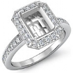 1Ct Diamond Engagement Semi Mount Halo Setting Platinum 950 Emerald Shape Ring