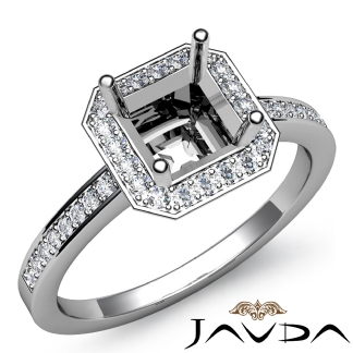 1Ct Diamond Engagement Ring Halo Setting Platinum 950 Asscher Shape Semi Mount