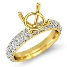 Round Pave Setting Diamond Women Engagement Ring Semi Mount 14k Gold Yellow (1.08Ct. tw.)