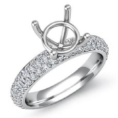 1.08C Round Pave Setting Diamond Women Engagement Ring Semi Mount 14K White Gold