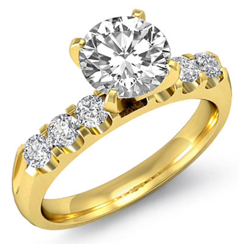 Classic 6 Stone Prong Shank diamond Ring 18k Gold Yellow