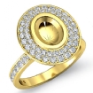 0.75Ct Halo Pave Setting Diamond Engagement Oval Semi Mount Ring 18k Yellow Gold - javda.com 