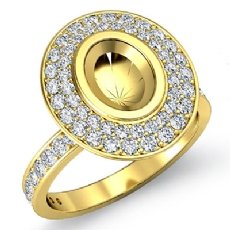 Halo Pave Setting Diamond Engagement Oval Semi Mount Ring 14k Gold Yellow (0.75Ct. tw.)