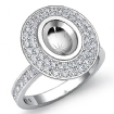 0.75Ct Halo Pave Setting Diamond Engagement Oval Semi Mount Ring Platinum 950 - javda.com 
