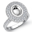 0.75Ct Halo Pave Setting Diamond Engagement Oval Semi Mount Ring 14k White Gold - javda.com 