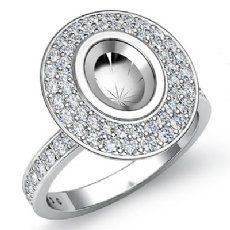 0.75Ct Halo Pave Setting Diamond Engagement Oval Semi Mount Ring 14K White Gold
