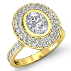 2 Row Halo Pave Bezel Set diamond Hot Deals 14k Gold Yellow