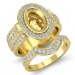 2.3Ct Diamond Engagement Pave Ring Bridal Sets 18k Yellow Gold Oval Semi Mount - javda.com 