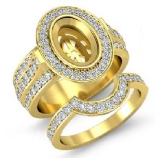Diamond Engagement Pave Ring Bridal Sets 18k Gold Yellow Oval Semi Mount (2.3Ct. tw.)