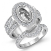 2.3Ct Diamond Engagement Pave Ring Bridal Sets Platinum 950 Oval Semi Mount - javda.com 
