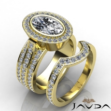 3 Row Bezel Halo Bridal Set diamond  18k Gold Yellow