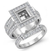 2.3Ct Diamond Engagement Pave Ring Bridal Sets Platinum 950 Princess Setting - javda.com 