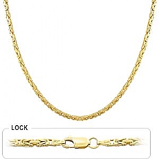 14k Yellow Gold Mens Bold Hip Hop Byzantine Chain Necklace (2.50mm,24
