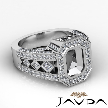 腕時計、アクセサリー レディースアクセサリー Emerald Semi-Mount Vintage Diamond Engagement Ring Halo Pave 