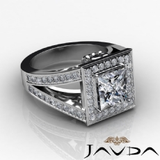 Vintage Halo Sidestone diamond Ring 14k Gold White