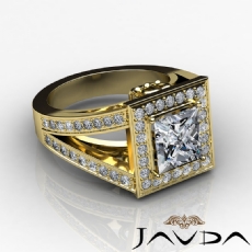 Vintage Halo Sidestone diamond Ring 14k Gold Yellow