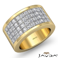 Princess Invisible Diamond Women's Half Wedding Band Ring 14k Gold Yellow  (2.15Ct. tw.)