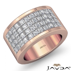 Princess Invisible Diamond Women's Half Wedding Band Ring 14k Rose Gold  (2.15Ct. tw.)
