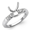 3 Stone Baguette Round Diamond Engagement Ring 18k White Gold Setting 0.3Ct - javda.com 