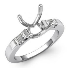 3 Stone Baguette Round Diamond Engagement Ring 14k Gold Setting 0.30Ct