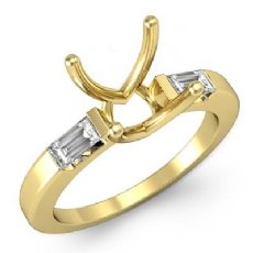 3 Stone Baguette Round Diamond Engagement Ring 14k Gold Yellow Setting  (0.3Ct. tw.)