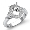 3 Stone Diamond Engagement Trillion Oval Semi Mount Ring 14k White Gold Setting 1.5Ct - javda.com 