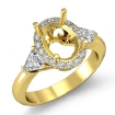 3 Stone Diamond Engagement Trillion Oval Semi Mount Ring 18k Yellow Gold Setting 1Ct - javda.com 