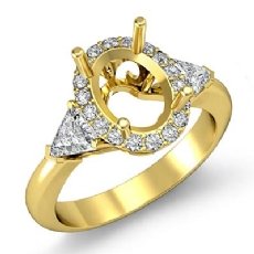 3 Stone Diamond Engagement Trillion Oval Semi Mount Ring 14k Gold Yellow Setting  (1Ct. tw.)