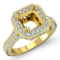 Halo Setting Diamond Engagement Ring Asscher Semi Mount 18k Gold Yellow (1.7Ct. tw.)