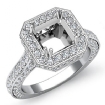 1.7Ct Halo Setting Diamond Engagement Ring Asscher Semi Mount 18k White Gold - javda.com 