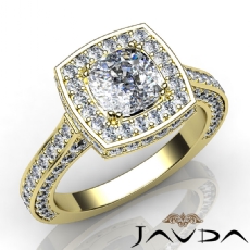 Halo Pave Filigree Vintage diamond Ring 18k Gold Yellow