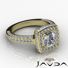 Halo Pave Filigree Vintage diamond Ring 14k Gold Yellow