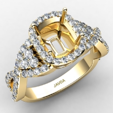 Halo Pave Setting Diamond Engagement Ring Cushion Semi Mount 14k Gold Yellow  (1.62Ct. tw.)